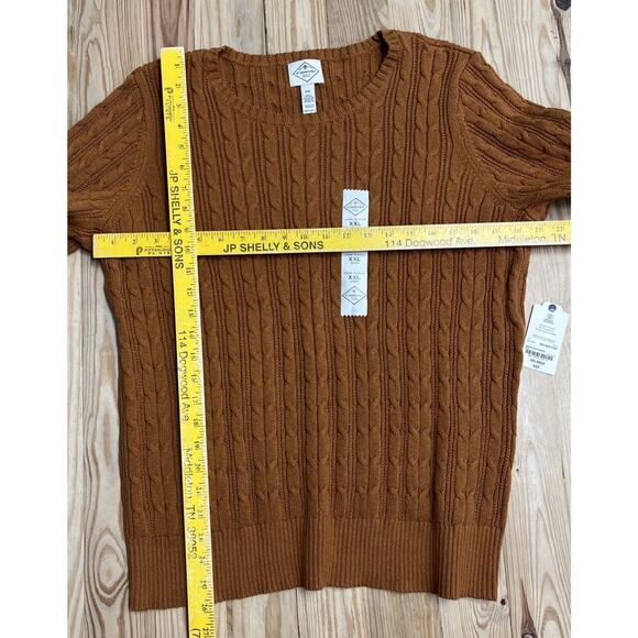 NWT St. Johns Bay Women's Cable Knit Brown Cotton Knit Sweater in Size XXL - Picture 7 of 7
